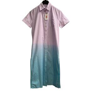Solid & Stripe Shirt Dress Womens S Oxford Tunic Maxi Keys Blue Ombre Casual